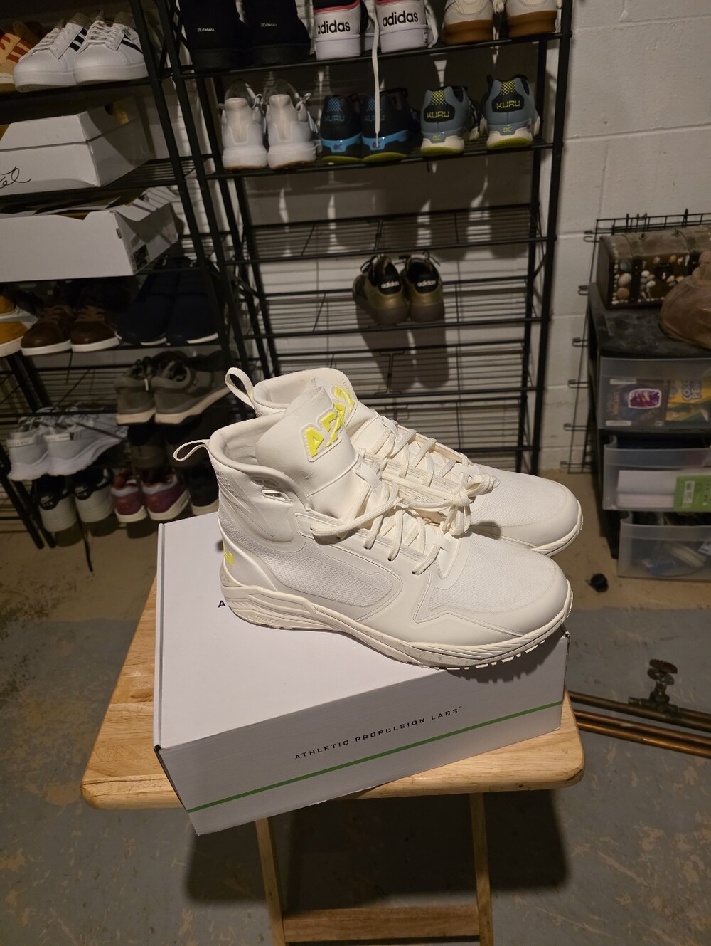 APL White High-Top Boots with Neon Yellow Accents - Picture 3 of 10